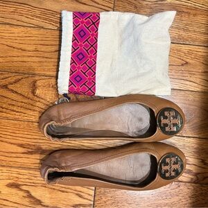Tory Burch “Claire” Tan Ballet Flats